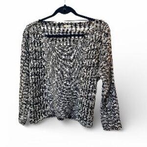 ecote Urban Outfitters Ecote Black & White Knit Cropped Long Sleeve Sweater SzS